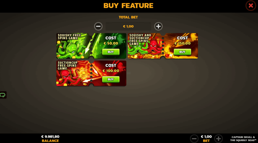 Captain Skull & the Squidly Seas Bonus Buy Options