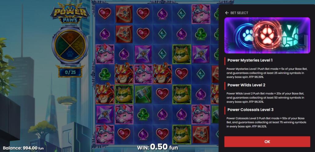 In Acceptable Regions, Players Can Choose Between 3 Push Bet Options
