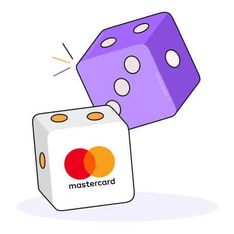 Purple, White, Orange and Lilac Mastercard Dice Icon