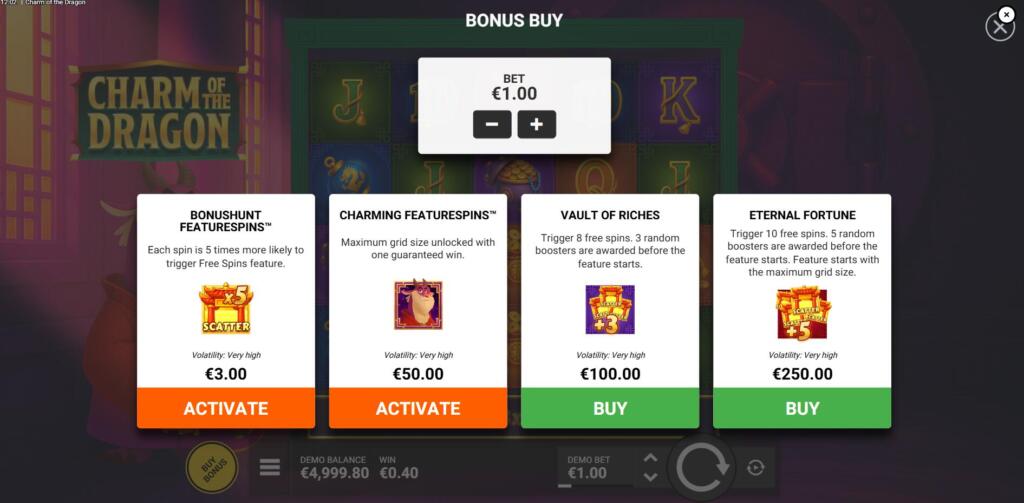 Non-UK Players Can Choose Between 1 of 4 Bonus Buy Options