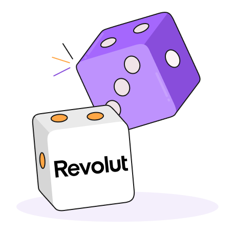 Purple, White, Orange and Lilac Revolut Dice Icon