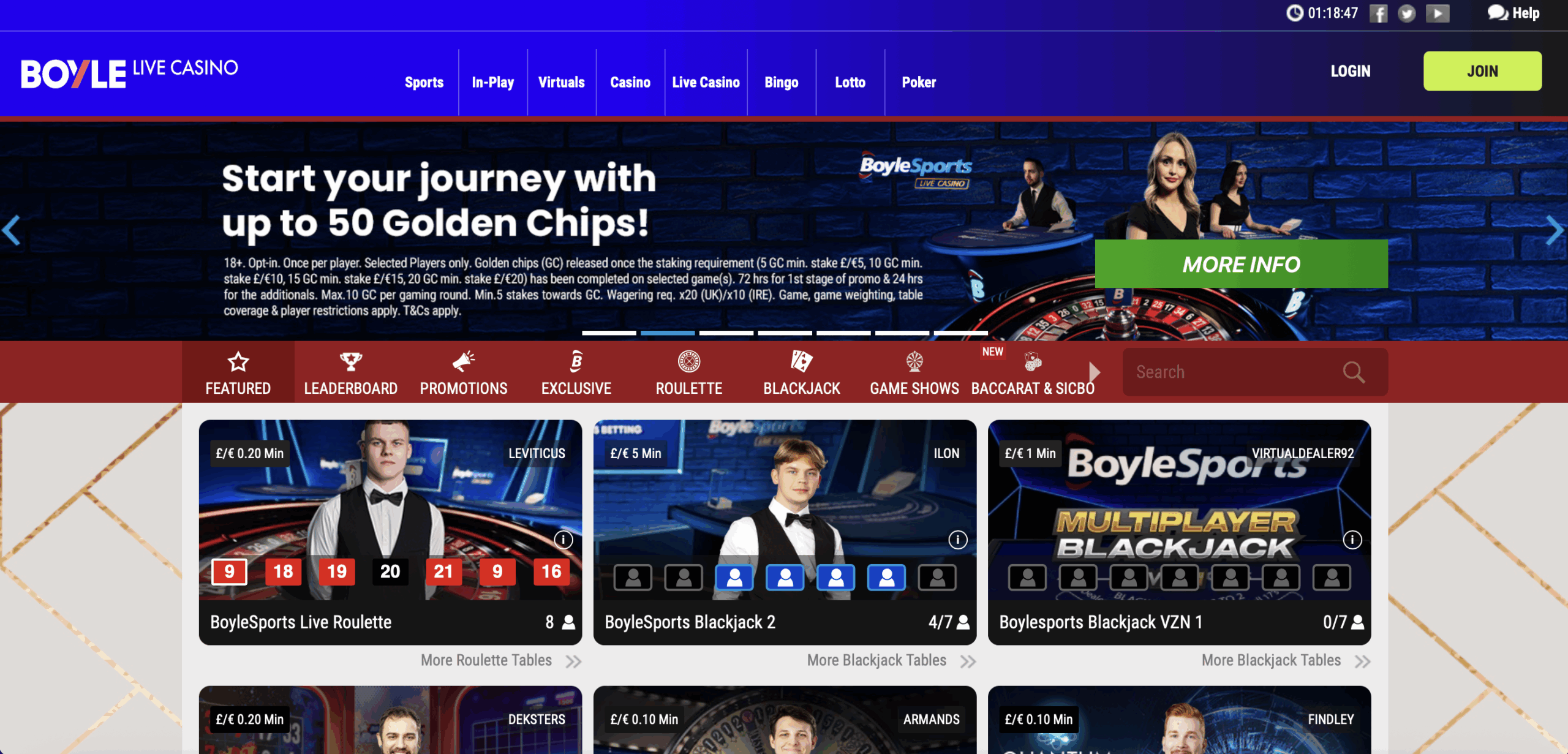 Boyle Casino Live Casino