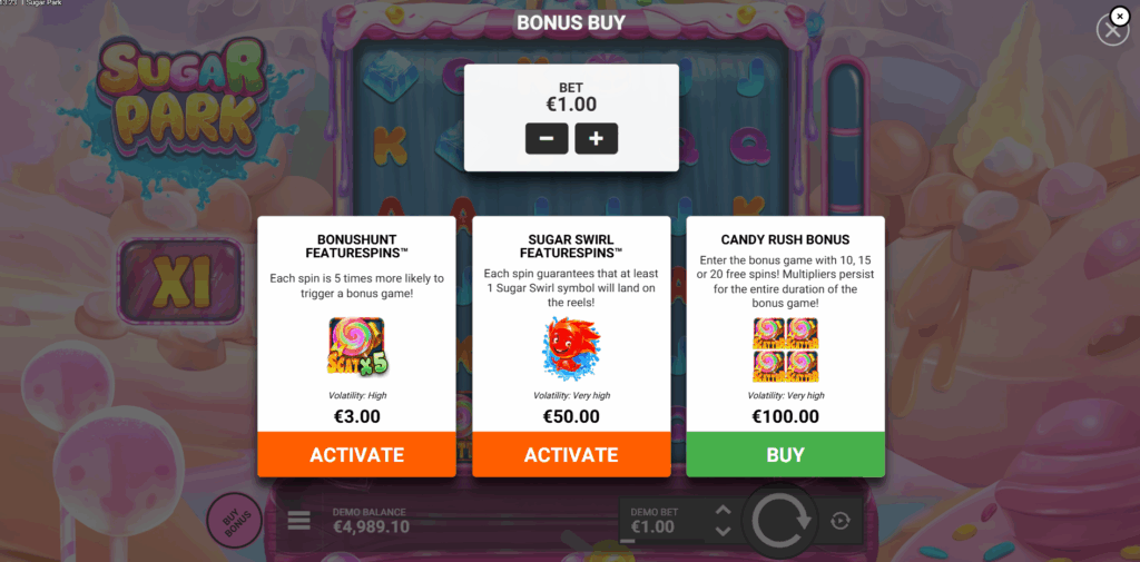 Sugar Park Bonus Buy Options