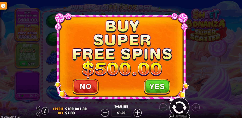 Sweet Bonanza Super Scatter Bonus Buy Options