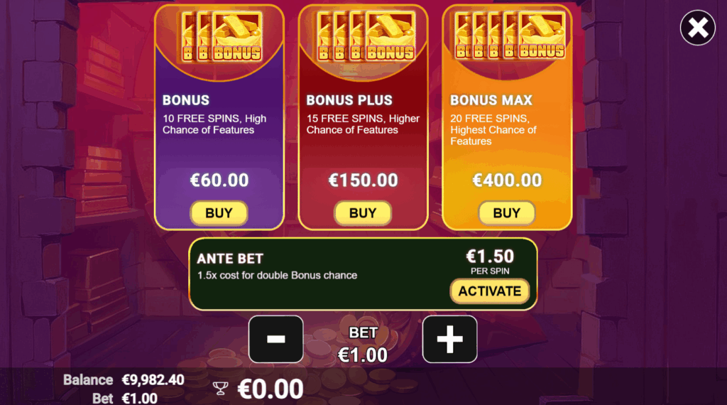 The Vault Chase Bonus Buy Options