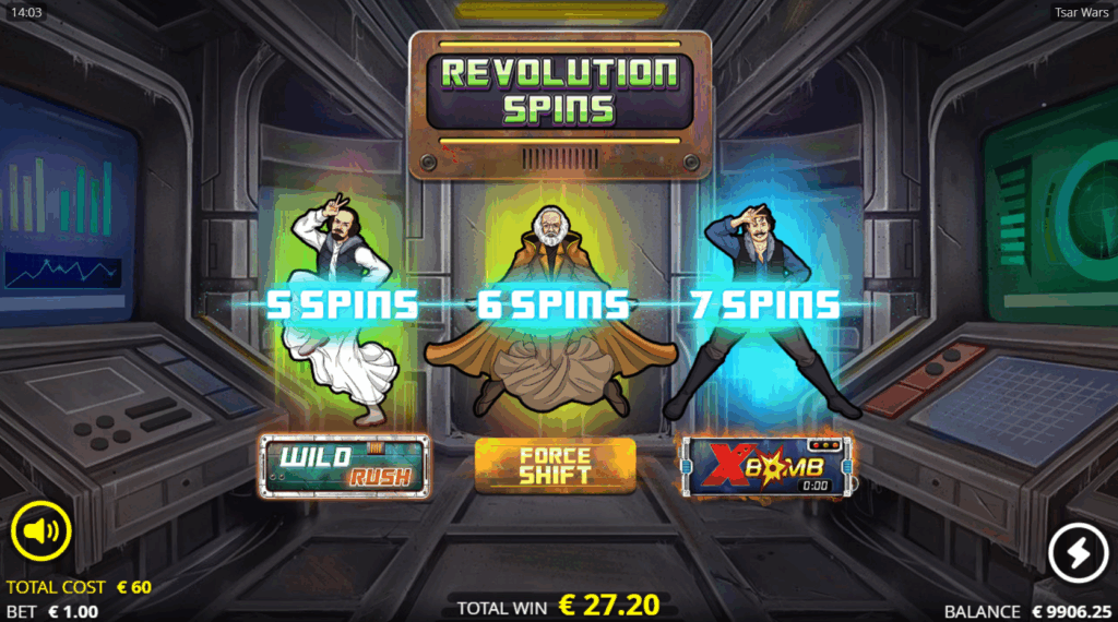 Triggering Revolution Spins Awards a Choice of 3 Free Spins Modes