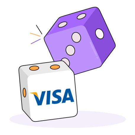 Purple, White, Orange and Lilac Visa Dice Icon
