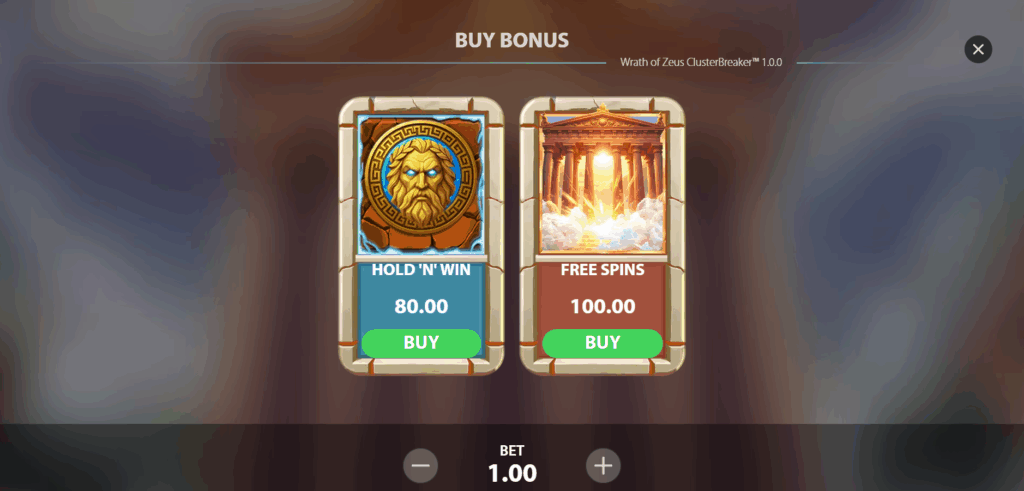 Wrath of Zeus Bonus Buy Options
