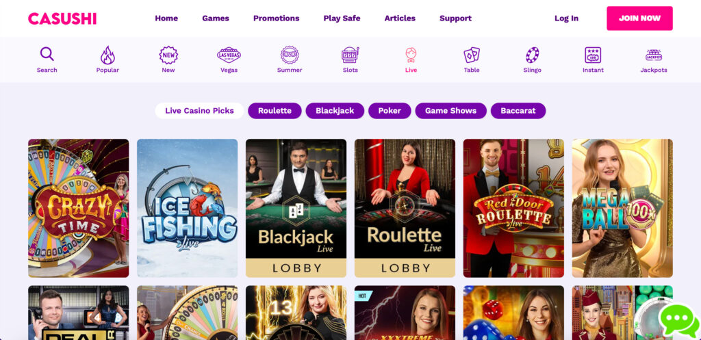 Casushi Casino Live Casino