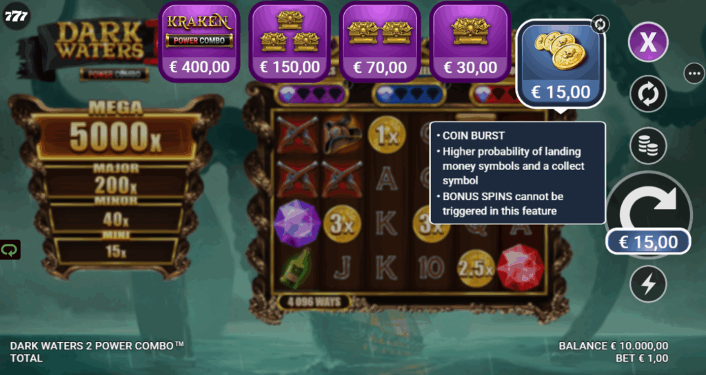 Dark Waters 2 Power Combo Bonus Buy Options