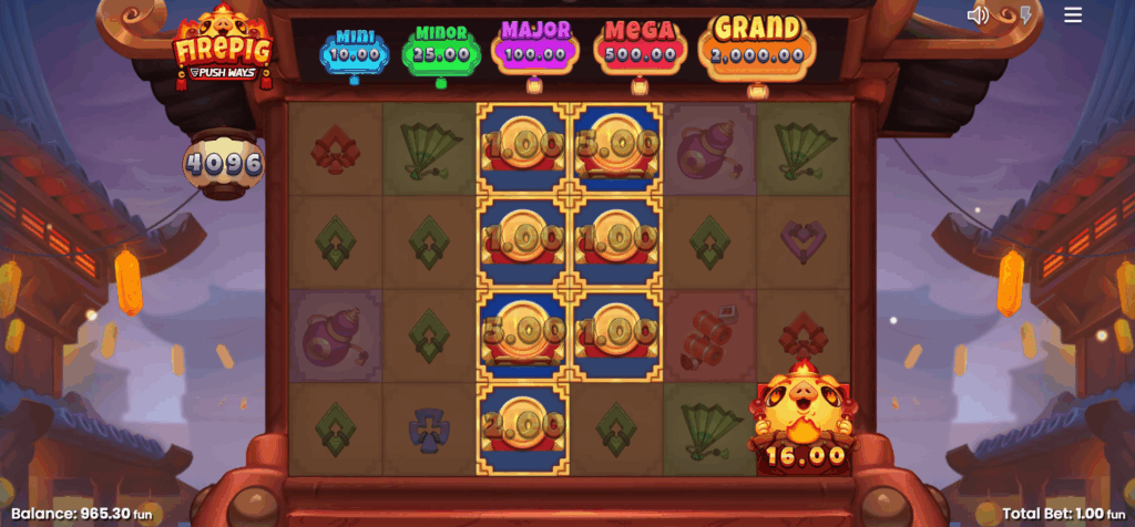 Fire Pig Symbols Collect the Value of all Cash & Jackpot Prizes