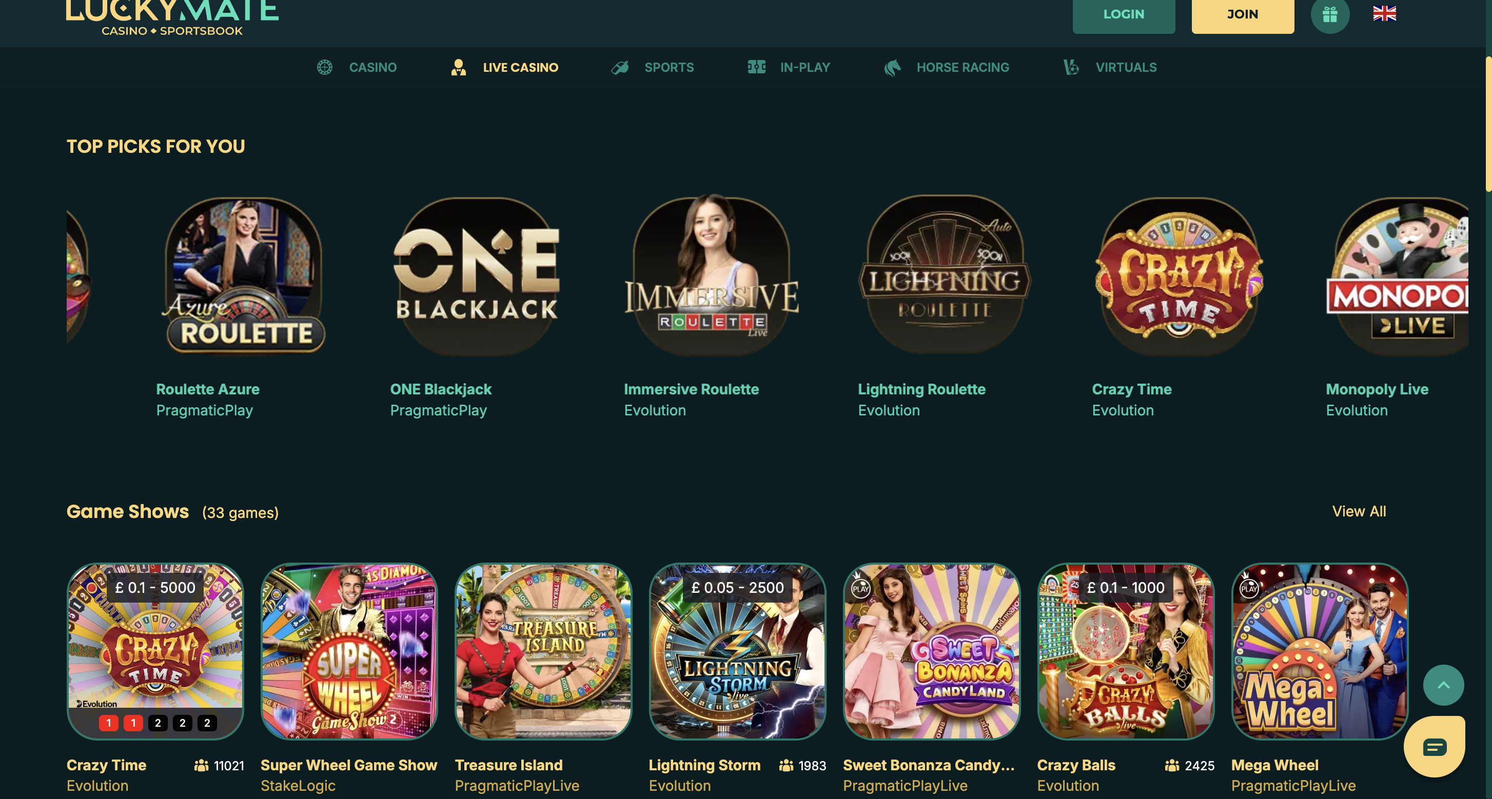 Lucky Mate live casino