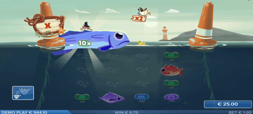 The Fisherman Will Collect Fish & Bird Prizes From Above and Below His Current Position