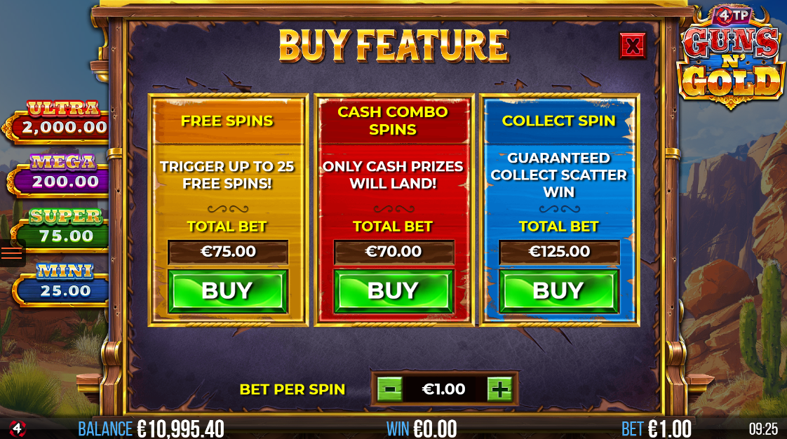 4TP Guns n' Gold Bonus Buy Options