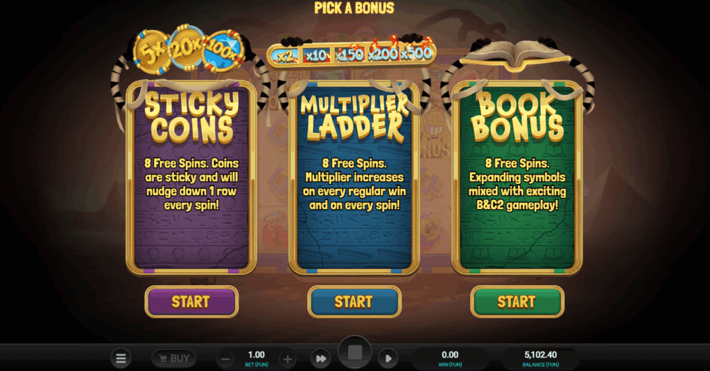 Bill & Coin 2 Mummy Mischief Bonus Pick Feature