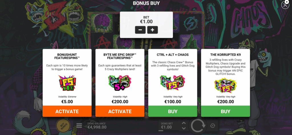 Chaos Crew 3 Featurespins & Bonus Buy Options