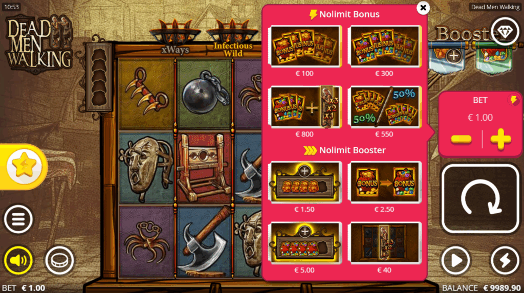 Dead Men Walking Nolimit Booster & Bonus Buy Options