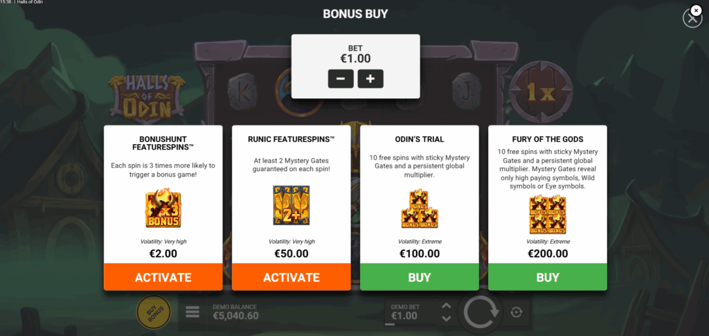 Halls of Odin Featurespins & Bonus Buy Options