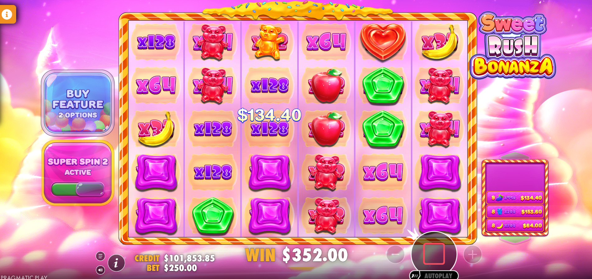 Multiplier Frames Double in Value When Part of a Winning Combination