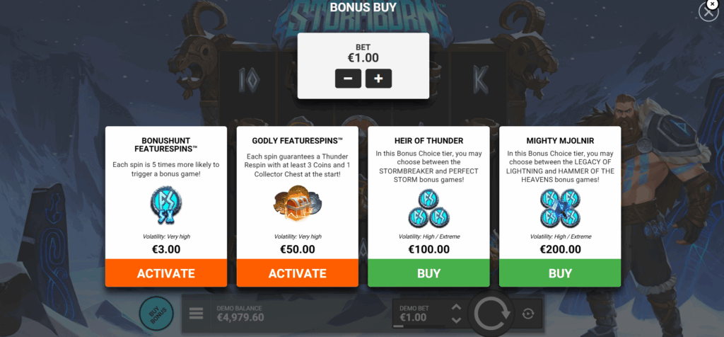 Stormborn Bonus Buy Options