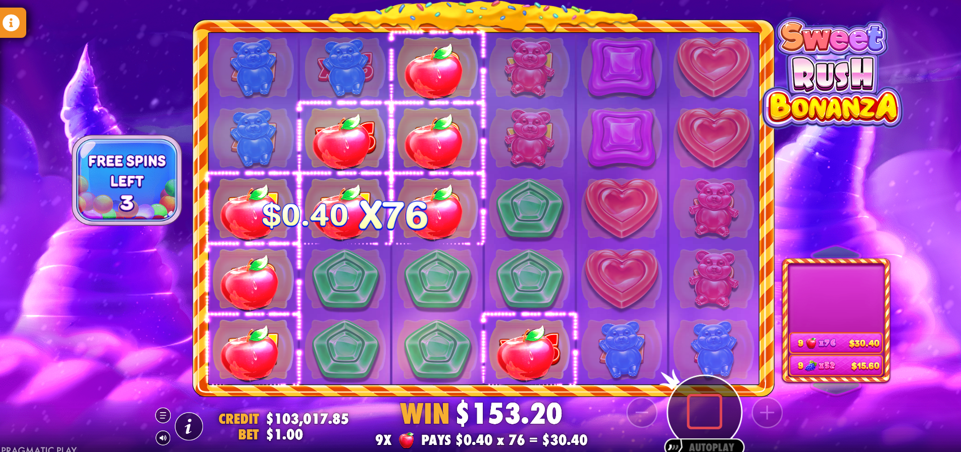 Sweet Rush Bonanza Free Spins