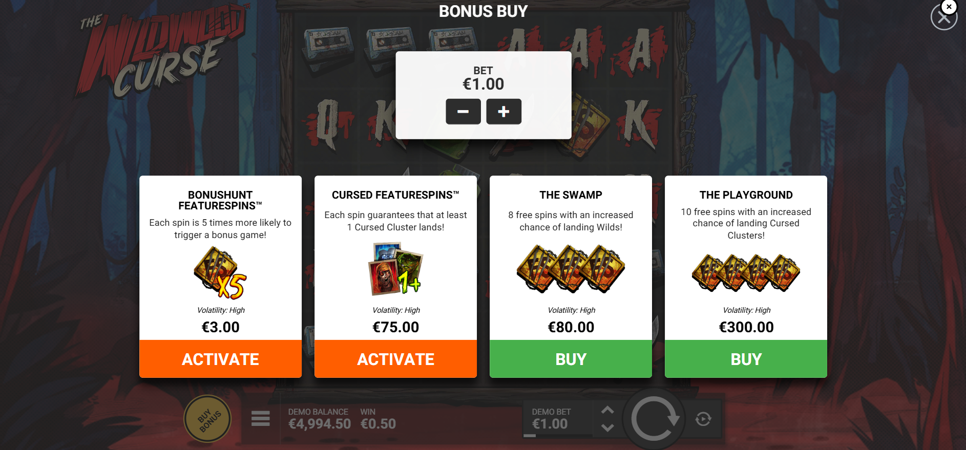 The Wildwood Curse Featurespins & Bonus Buy Options