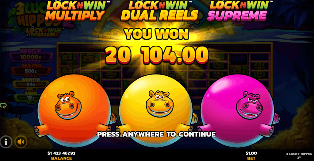 3 Lucky Hippos 2 Mega Jackpot Win