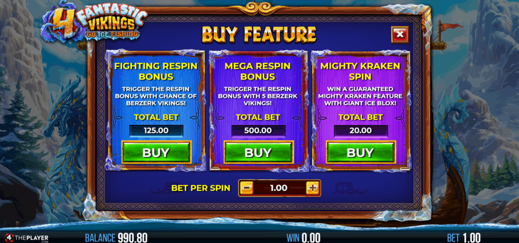 4 Fantastic Vikings Go Ice Fishing Bonus Buy Options