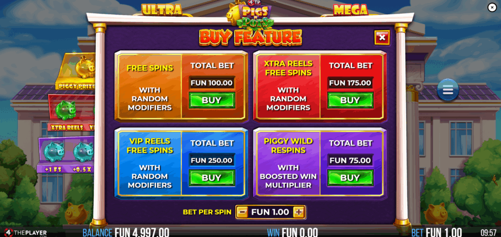 4TP Pigs n' Pots Bonus Buy Options