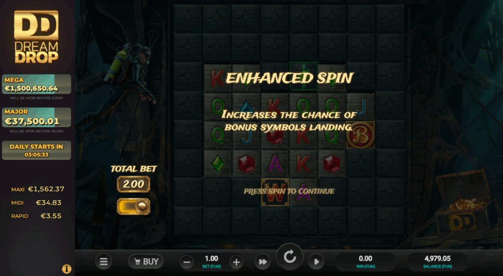 Activating the Enhanced Spin Increases Your Chance of Triggering Free Spins