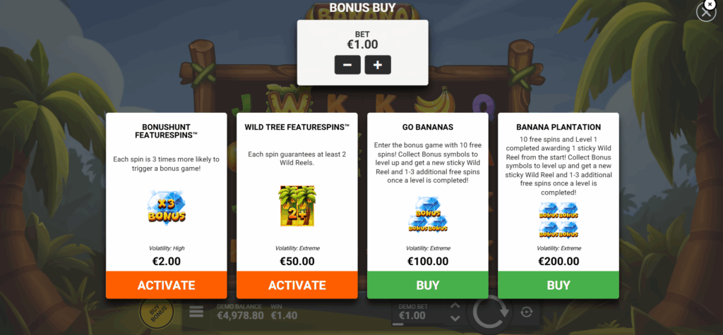 Banana Farm Featurespins & Bonus Buy Options