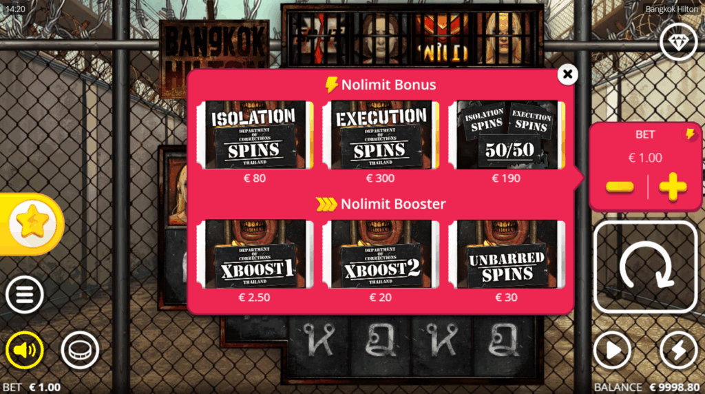 Bangkok Hilton Nolimit Booster & Bonus Buy Options