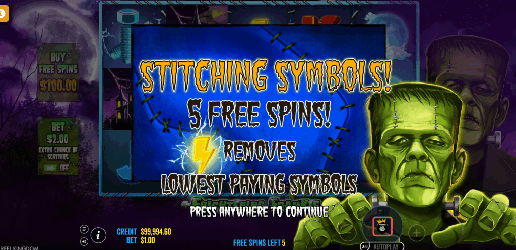 Frightening Frankie - Lightning Free Spins