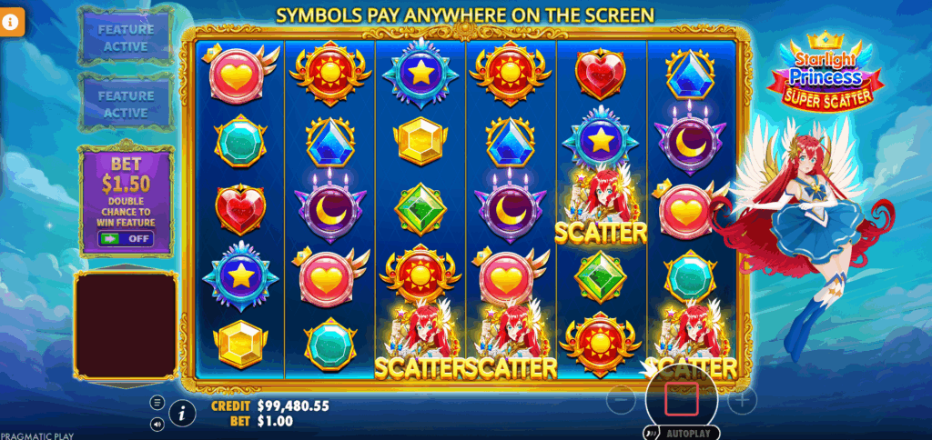 Landing a Combination of Scatters & Super Scatters Triggers a Free Spins Mode