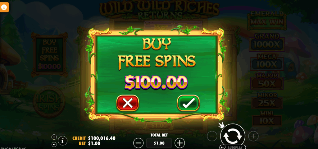 Non-UK Players can Purchase the Free Spins Mode for 100x Their Current Bet