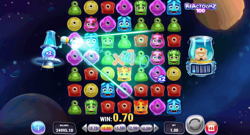 Reactoonz 100 Energized Toon & Multiplier Feature