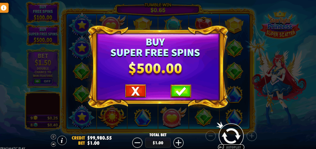 Starlight Princess Super Scatter Bonus Buy Options