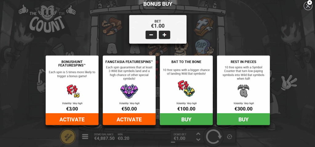 The Count Featurespins & Bonus Buy Options