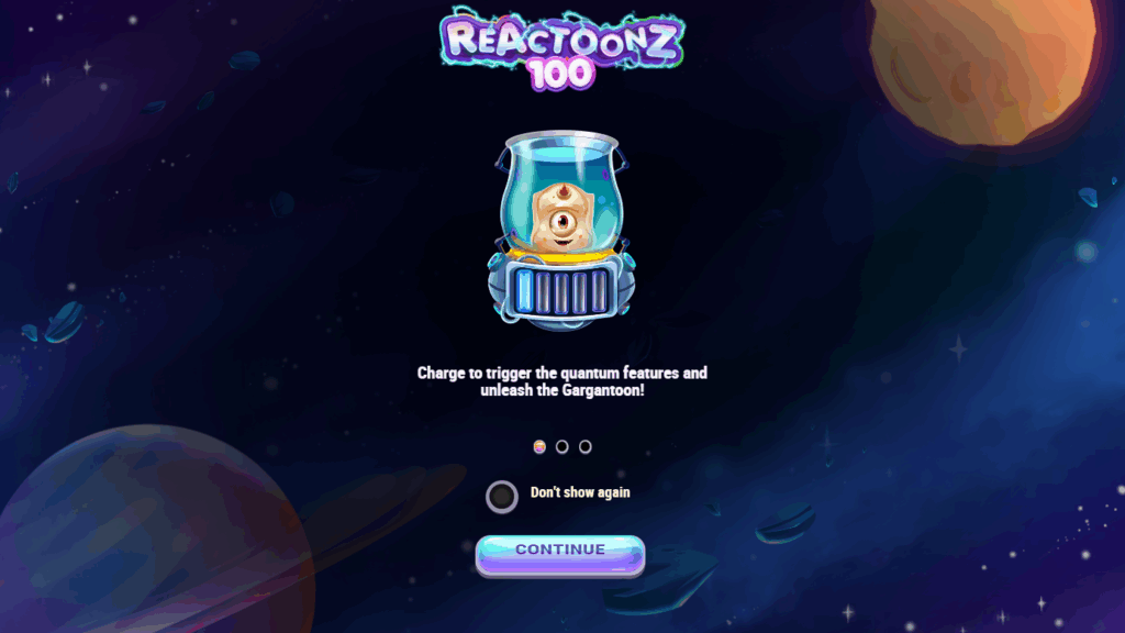Reactoonz 100 Welcome Page