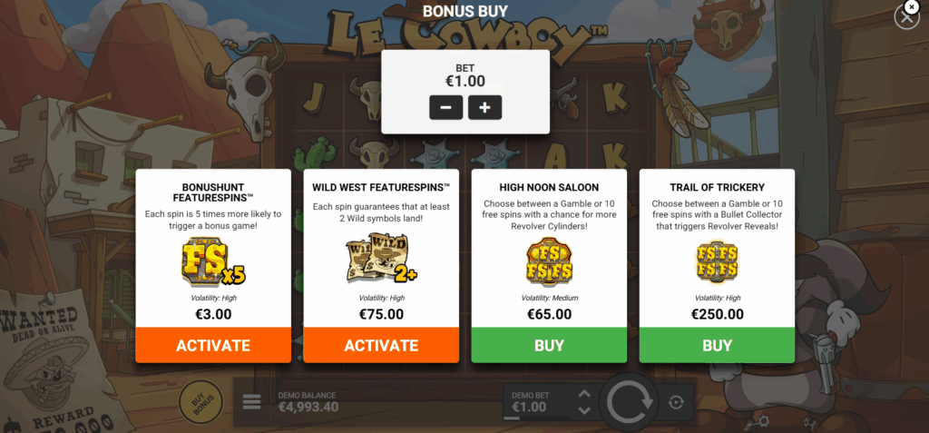 Players May Purchase 1 of 4 Featurespins & Bonus Buy Options