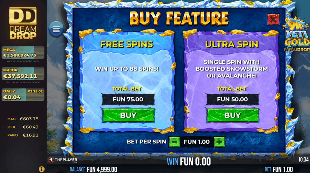 Eligible Players an Purchase Free Spins or Ultra Spins via the Bonus Buy Tab