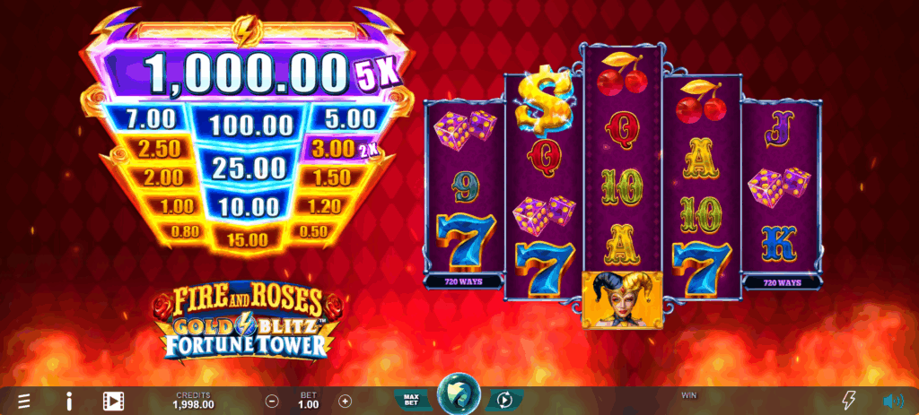 Fire and Roses Gold Blitz Fortune Tower Base Game