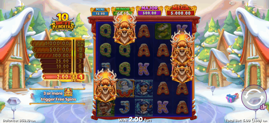 Four or More Reindeer Symbols Guarantee a Cash Prize Between 2x & 1,000x Your Bet