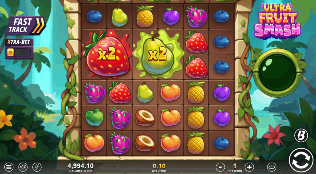 Giant Symbols Appear as Fruit or Wilds, Revealing a Random Multiplier