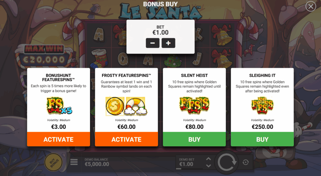 Le Santa Featurespins & Bonus Buy Options