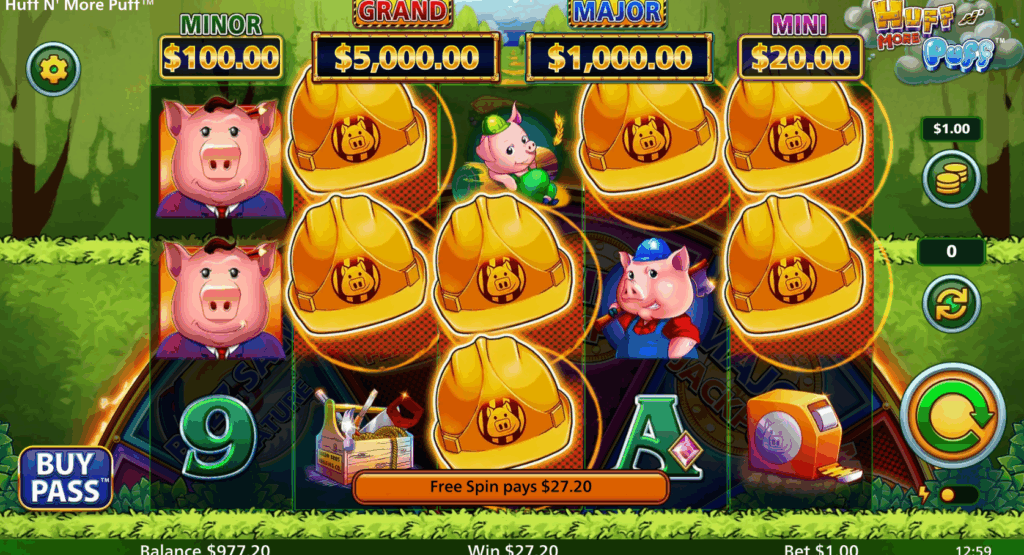Landing 6 or More Hard Hats Triggers the Free Spins Feature