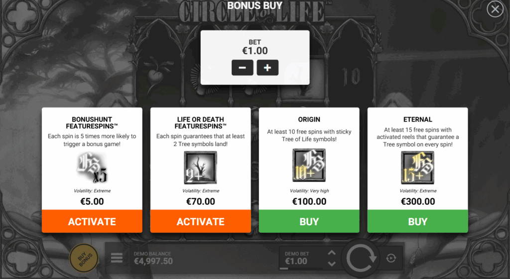 Circle of Life Featurespins & Bonus Buy Options