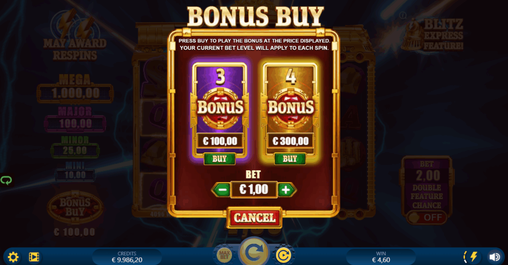 Gold Blitz Express Win Booster & Bonus Buy Options