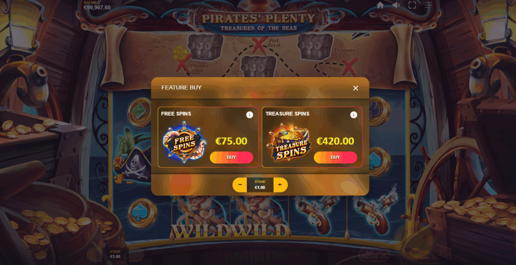 Pirates' Plenty Treasures of the Sea Bonus Buy Options