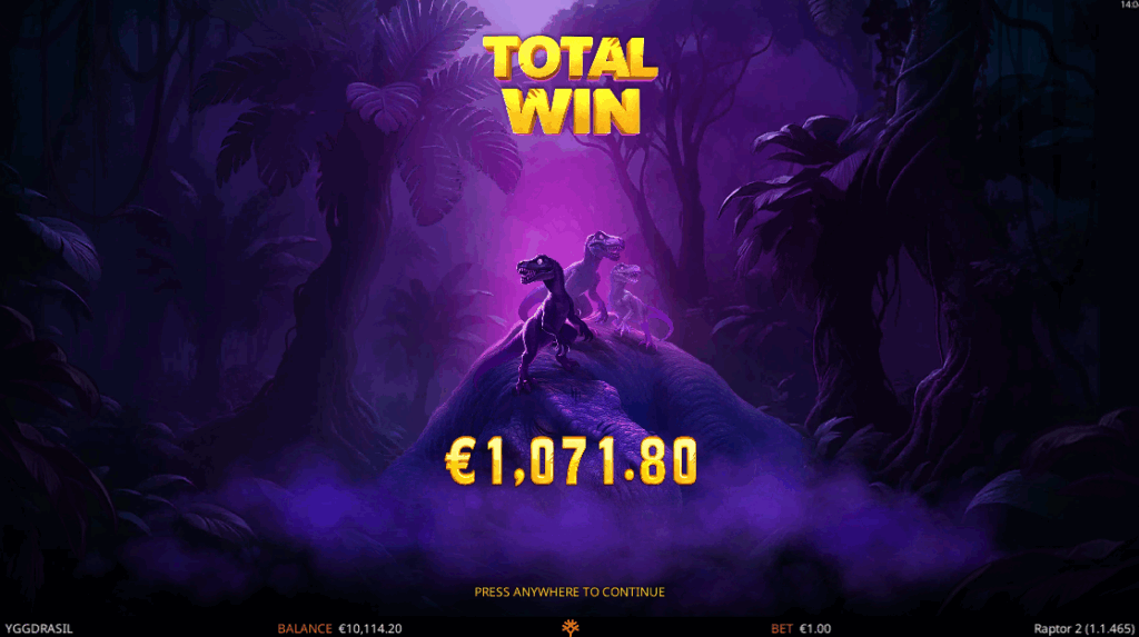 Raptor 2 DoubleMax Big Win Splash Screen